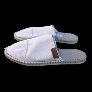 Havaianas Women's Ivory Canvas Espadrille Mules, 7